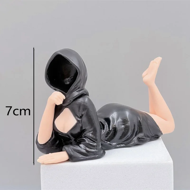 3 pçs/set anime figura gótico preto robusto menina figura misteriosa estátua rainha estatueta ornamento fantasma escultura menino presente