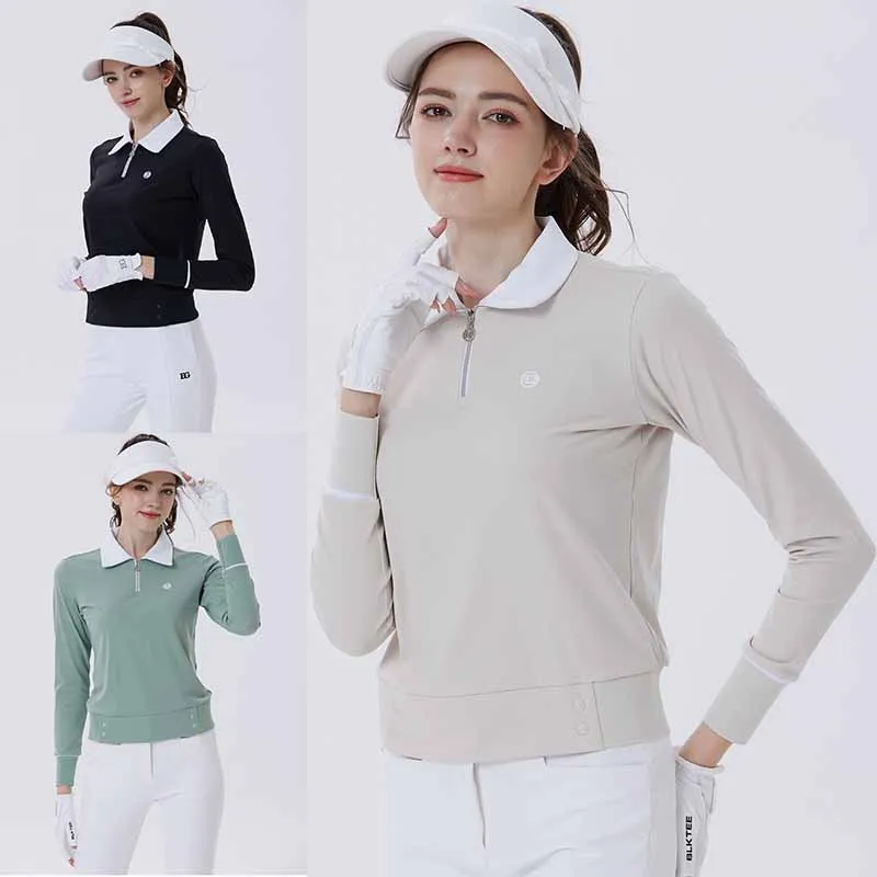 nouvelles-polos-de-golf-blktee-pour-femmes-haut-a-manches-longues-avec-col-a-revers-et-fermeture-eclair-vetements-de-sport-contrastes-t-shirts-amples-et-decontractes-pour-l'automne-et-l'hiver