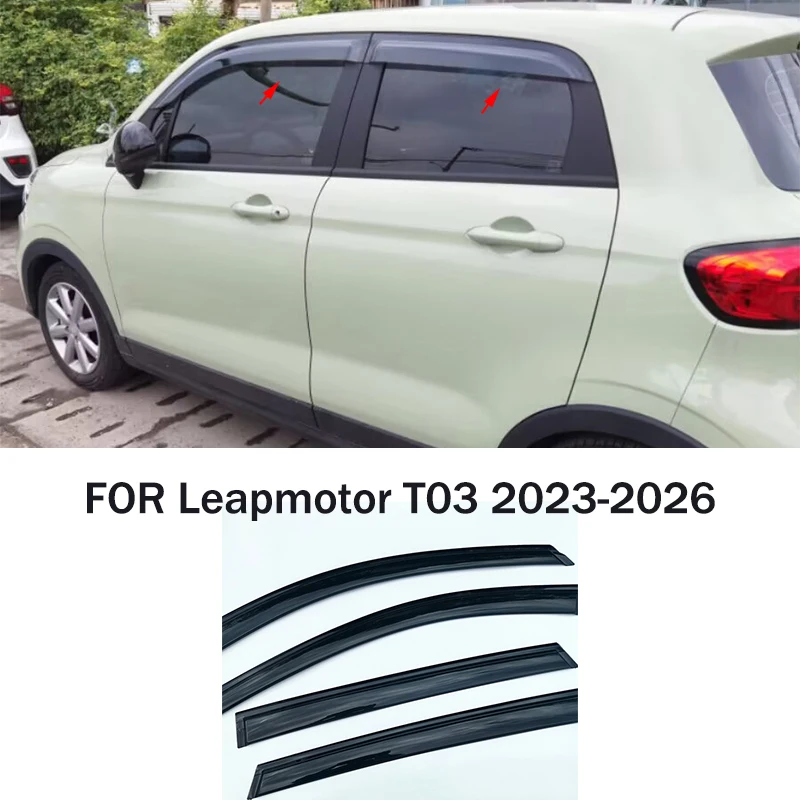 

Автомобильные аксессуары, подходят для Leapmotor T03 2023-2026, черный оконный козырек, вентиляционные шторы от солнца и дождя, 4 шт.