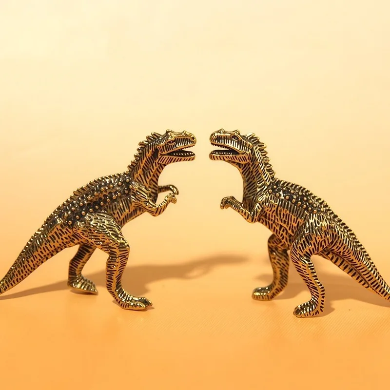 Cultural Creative Gift 3D Tyrannosaurus Brass Statue Dinosaur Educational Model Desktop Ornament Home Decor Art Craft Collection