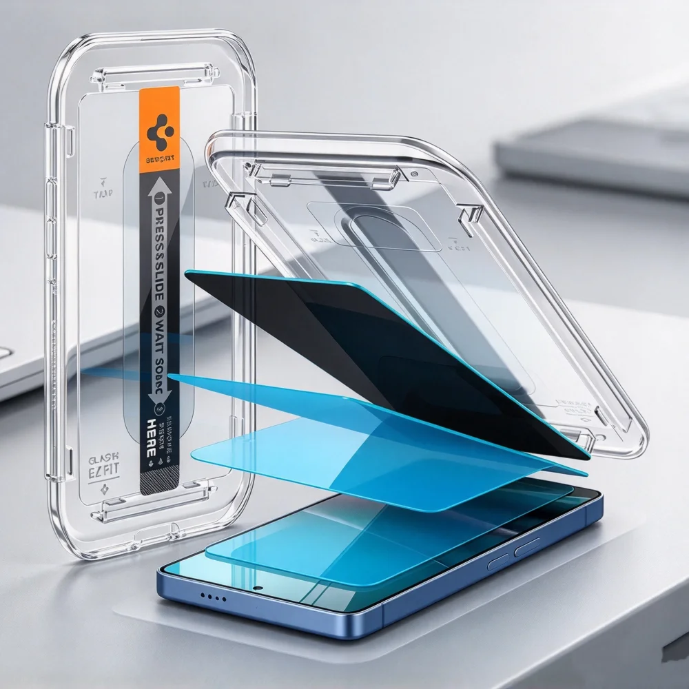2 sztuki Spigen Glas.tR EZ Fit z ochroną czujnika do Samsung Galaxy S26 Ultra S25 S24, szkło hartowane, folia ochronna na ekran z funkcją prywatności — zdjęcie produktu 6