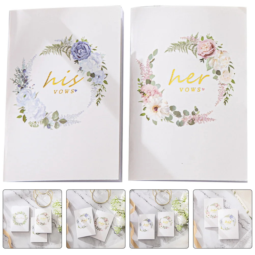 2 Pcs Hand Card Wedding Vows Book Lovers The Notebook Bride Paper Books His Hers