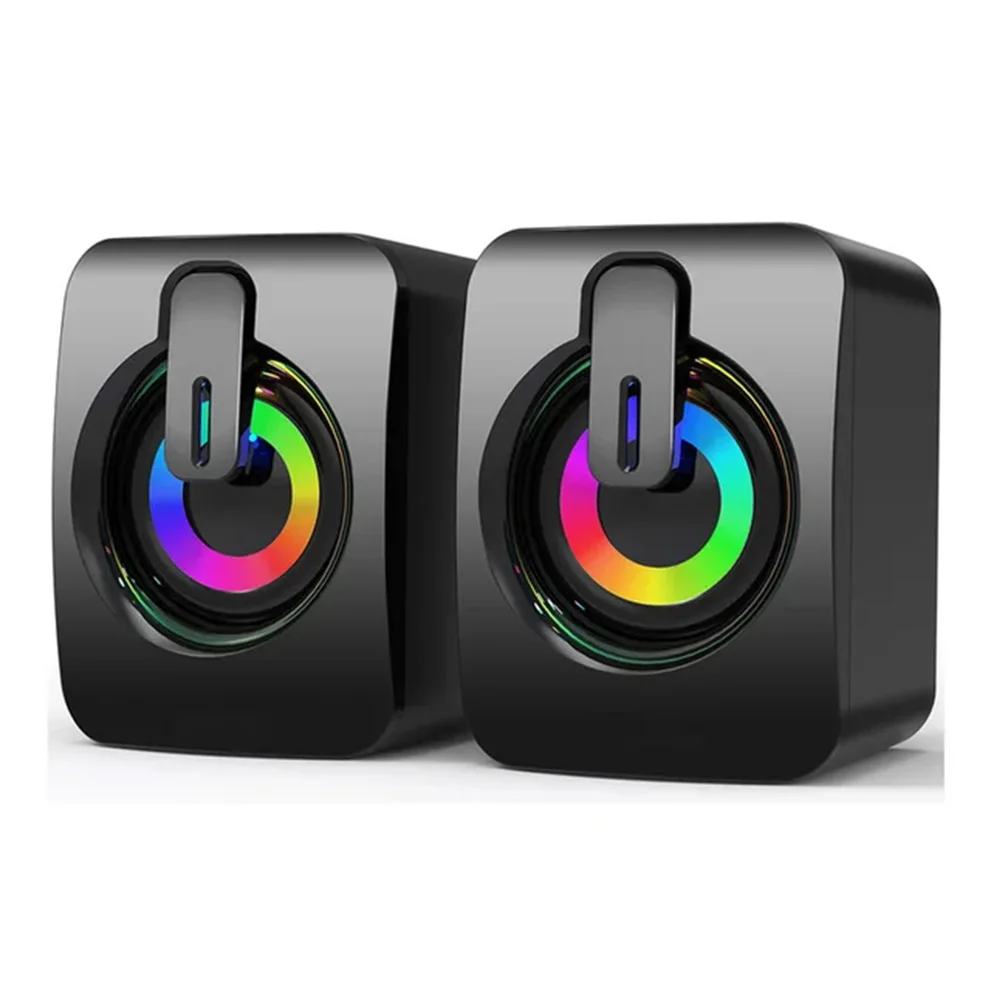Ballena Haut-parleur d'ordinateur stéréo haute fidélité avec microphone, haut-parleur filaire USB, ordinateur de bureau 3