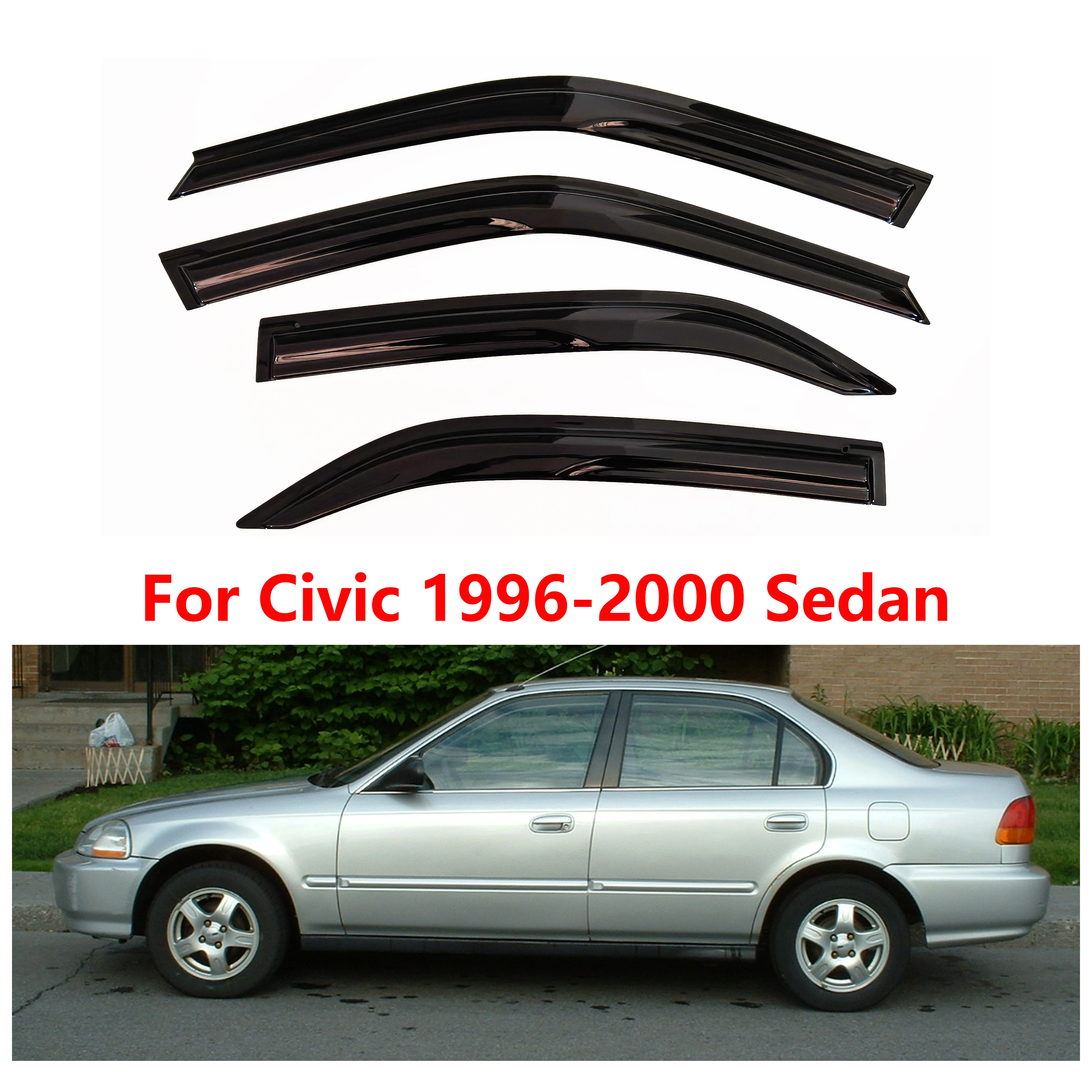 

4 pcs of the latest model car window sunshade for Civic 1996-2000 Sedan, window visor rain guards window visors rain guards