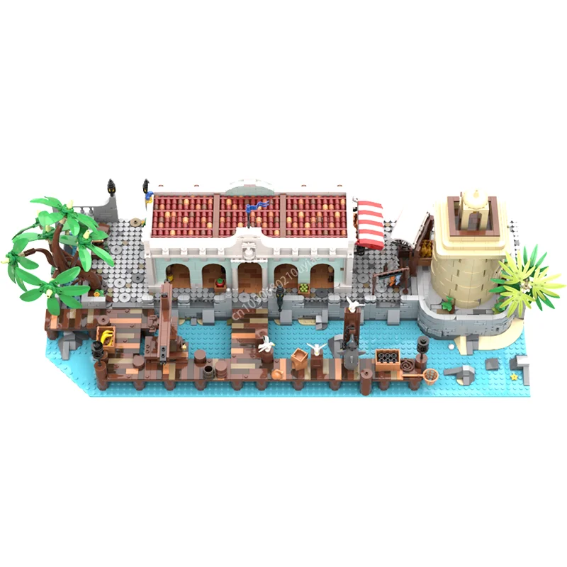 4103pcs Moc Medieval Puerto Santa Maria Dockside Market Modular Architecture Building Blocks Assembly Bricks Toys Kids DIY Gifts