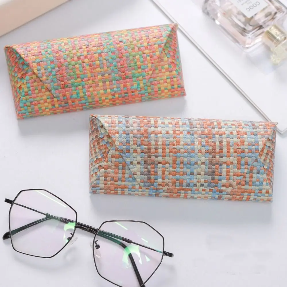 New Grass Woven Grid Glasses Case Simple Portable Sunglasses Box Pressure Resistant Creative Spectacle Case