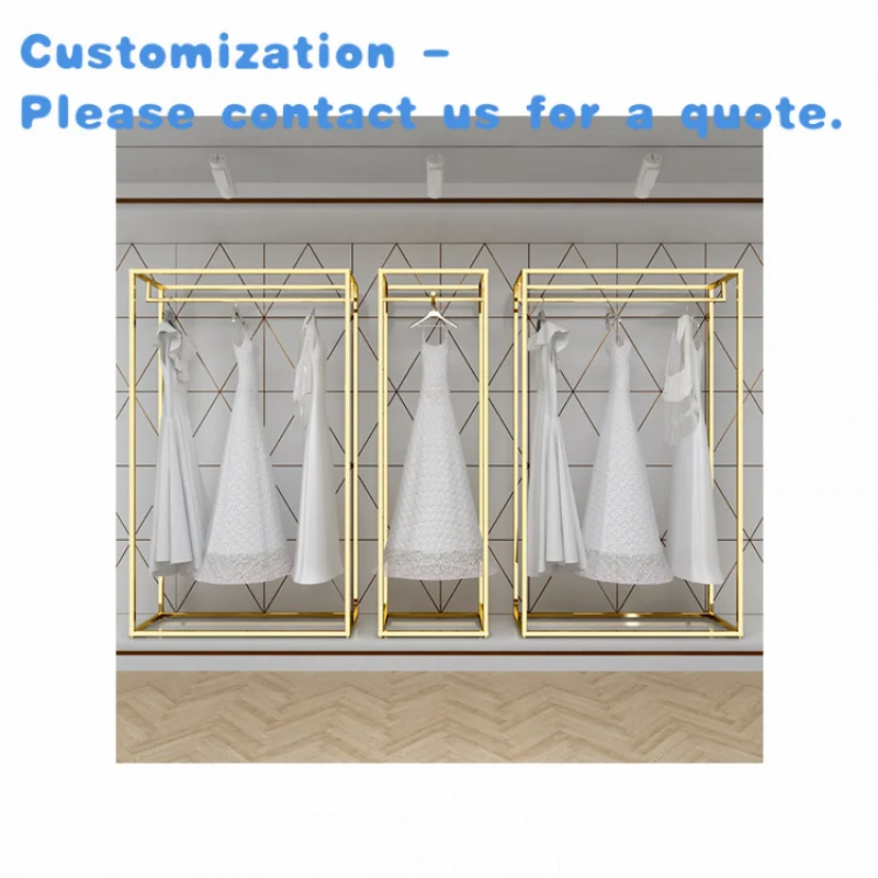 

Custom.Kainice Настенная подвесная женская одежда из нержавеющей стали, магазин свадебных платьев, блестящая золотая вешалка для одежды