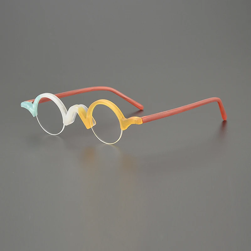 Niche literary ultra-light glasses frame fashion mini round half frame retro casual spell multi-color personality optical glasse