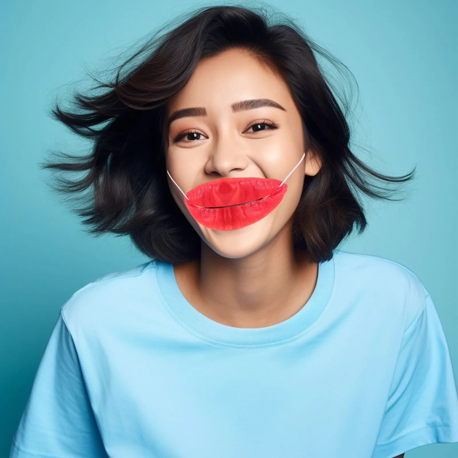 

2Pcs Funny Red Lips Big Mouth Prop Halloween Party Supplies Latex Facial Decoration for Dance Festival Masquerade Mardi Gras Fun