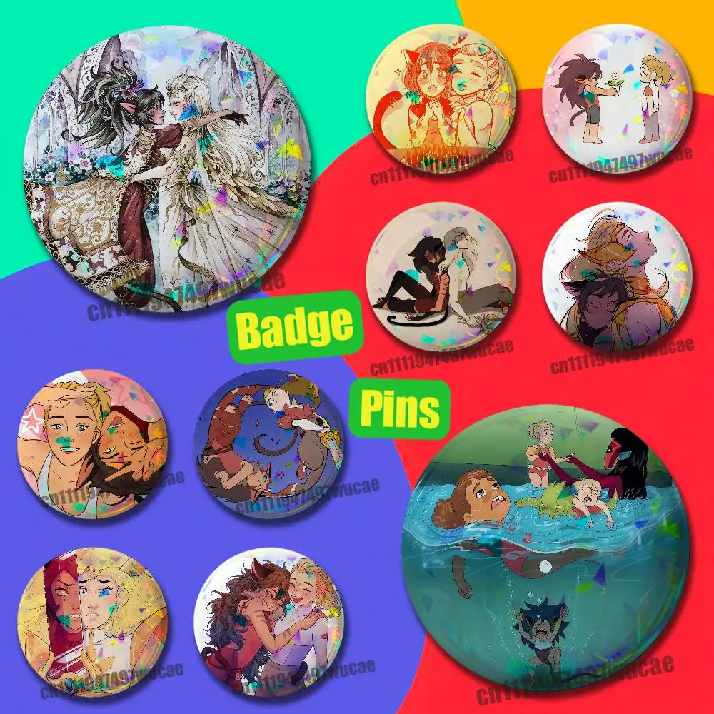 For Adora Catra She-Ra P-Princess of Power Badge Case Custom Pin Insignia Emblem Round 25mm Brooch Button Laser Cover