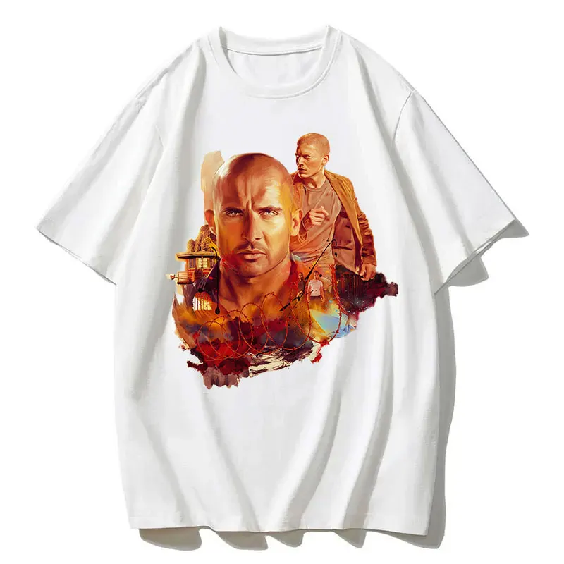 Vintage Michael Scofield Shirt Prison Break Streetwear Tv Series Y2k Aesthetic Clothing T-shirt Harajuku Top Short Sleeve Men