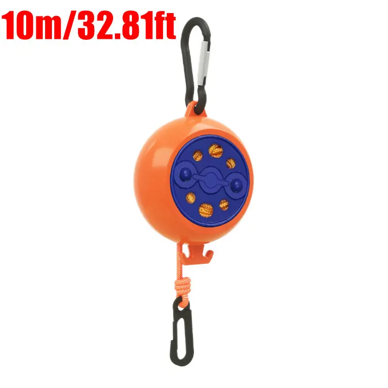 10M Retractable Clothesline Outdoor Portable Travel Camping Washing Line Rope Reel with Carabiner Hook Hiking Outdoor Gadgets