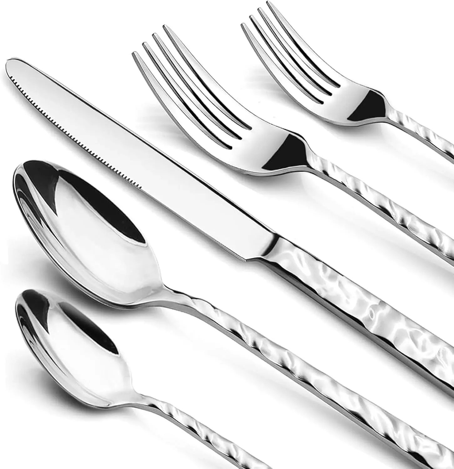 

60-Piece Stainless Steel Silverware Set for 12, Dishwasher Safe with Wave Design - Ideal for Home and Restaurant Use