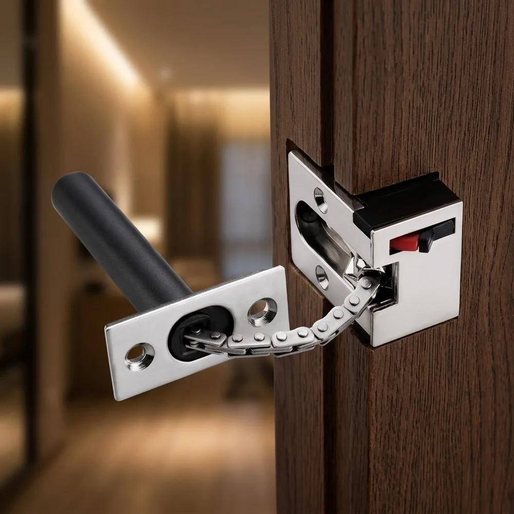 Invisible Door Guard Concealed Door Chain For Ultimate Protection Brushed Silver Steel Hardened Mounting Screws