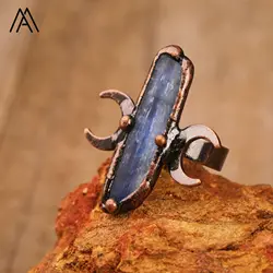 Blue Kyanite Rings Healing Moon Charm Open Rings Vintage Jewelry for Man Birthday Gifts