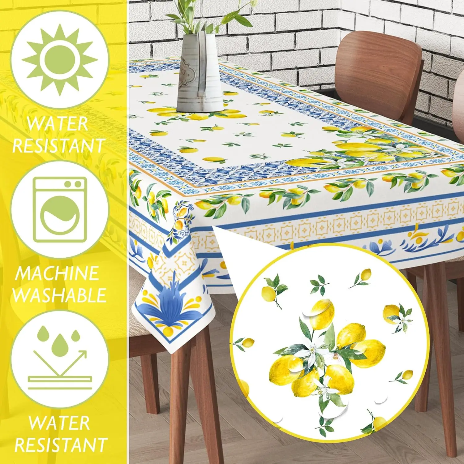 Italian Summer Lemon rectangle waterproof Tablecloth Holiday party decor reusable Tablecloth for table Dining Room decorations