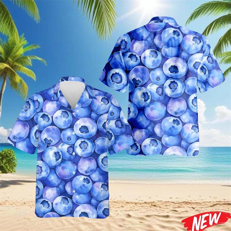 

Colorful Fruit Pattern Hawaiian Shirt Men New Design Button Shirts Summer Street Short Sleeve Tops Quick Dry Loose Lapel Blouse