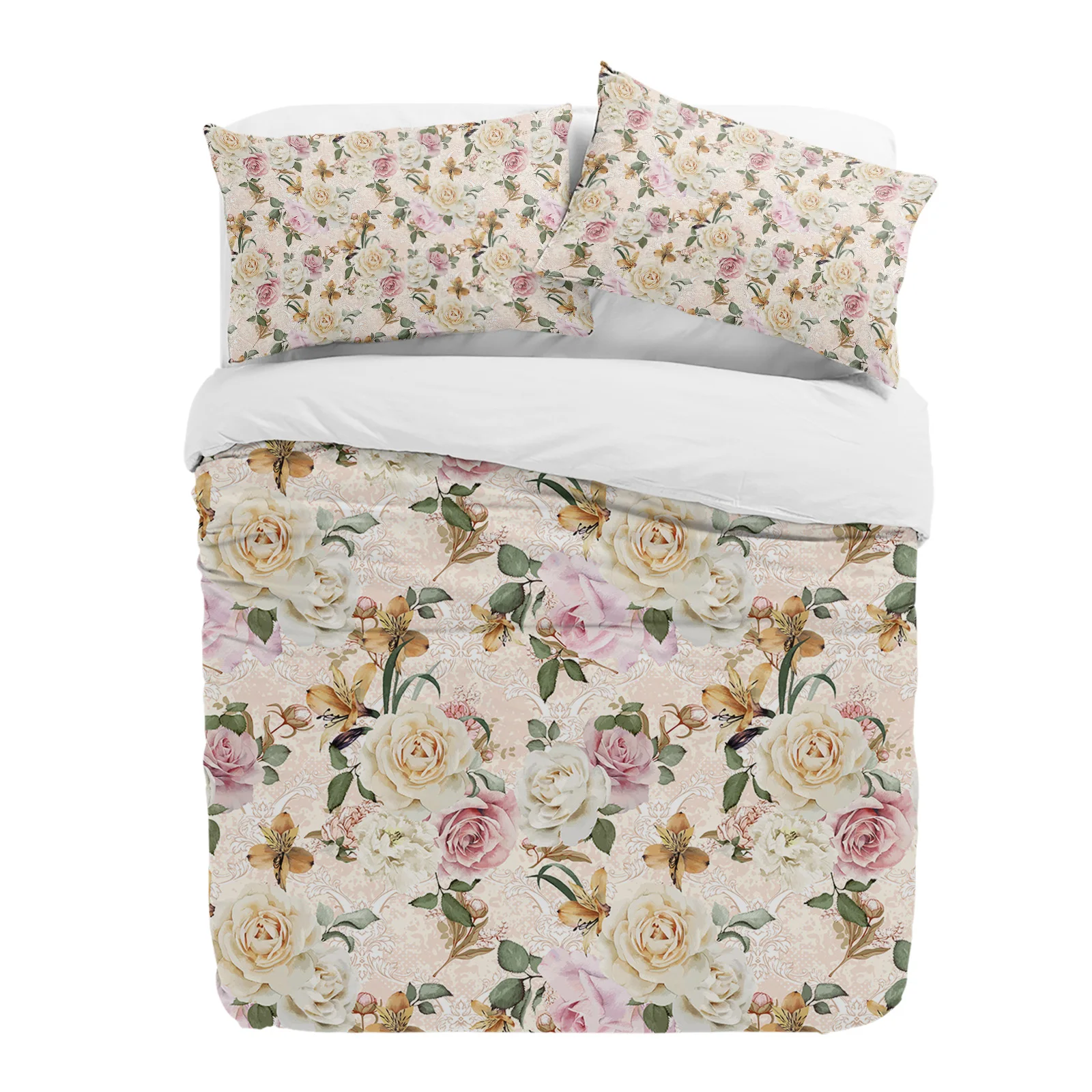 

Flower Leaves Vintage 3pcs Bedding Set For Double Bed Home Textile Duvet Cover Quilt Cover Pillowcase