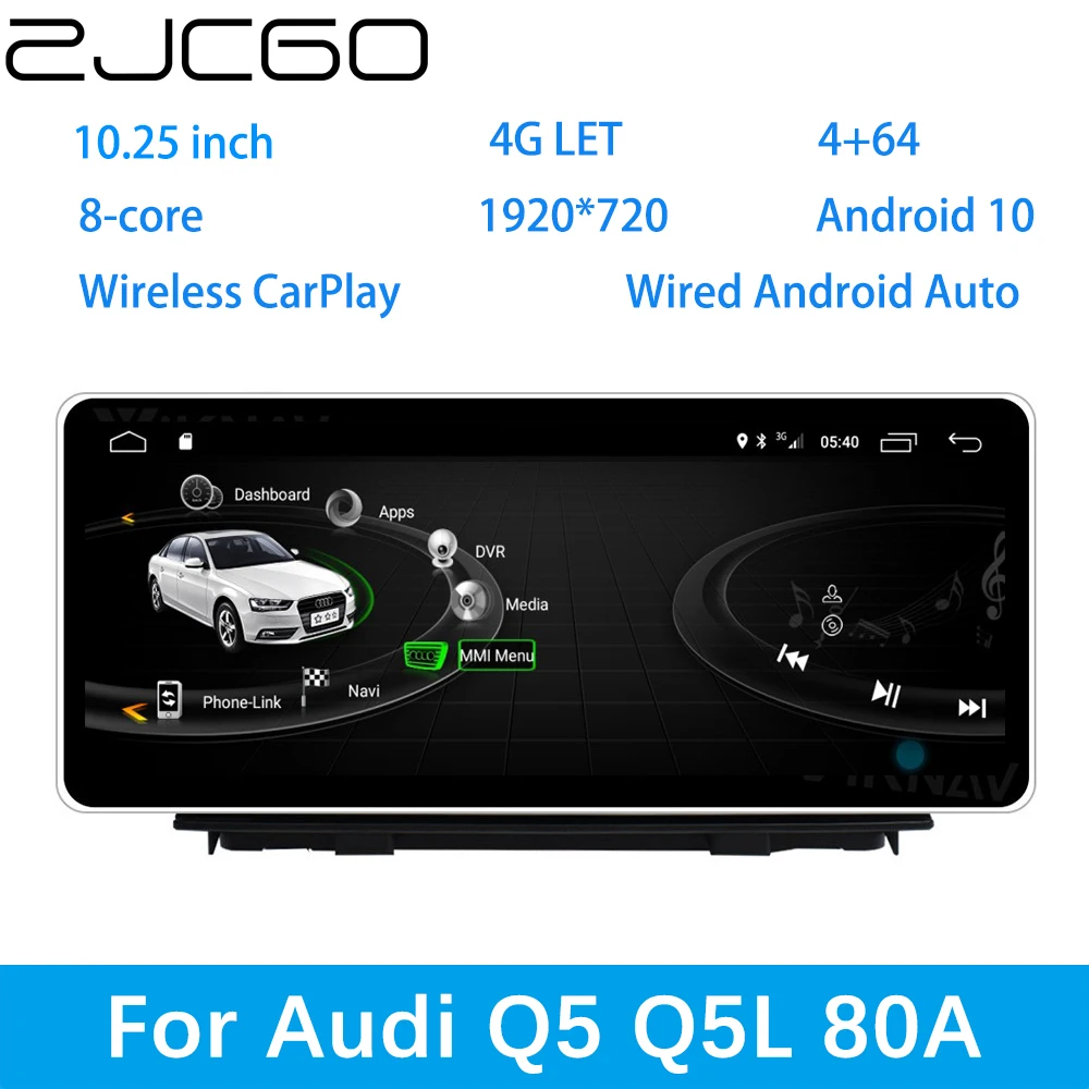 

ZJCGO Car Multimedia Player Stereo GPS Radio Navigation Android Screen MMI MIB System for Audi Q5 Q5L 80A 2017 2018 2019 2020