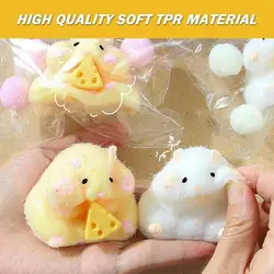 Hamster Squeeze Toy Hand Relax Toy with Cheese Cute Hamster Toy Hamster Pinch Toy Squishy Toy Sensory Toy for Kids and Adults