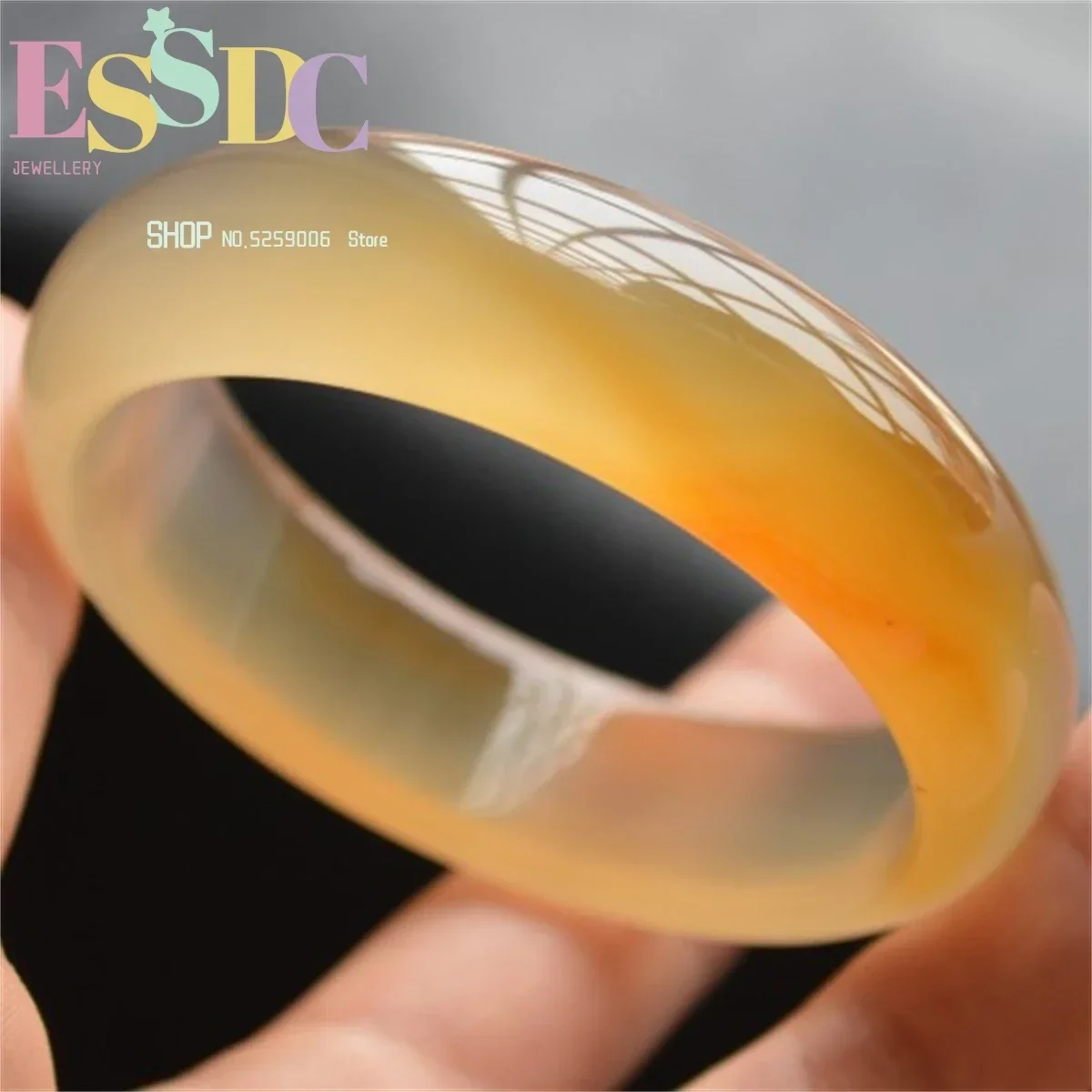 Natural Yellow Onyx Bangle Fashion Female's Bracelet Genuine Widening Thickening Primary Chalcedony Light Luxury SimplicityRetro