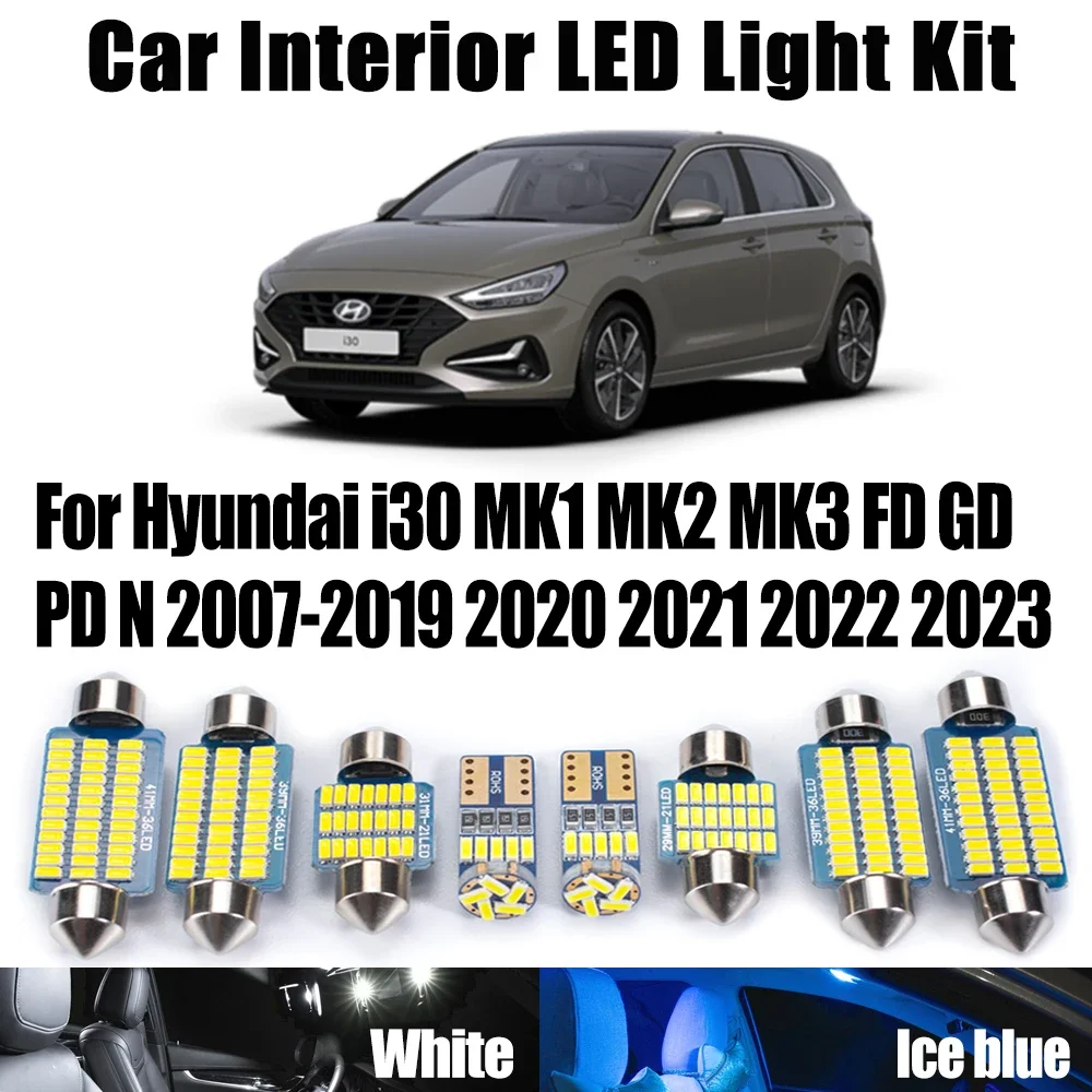 

For Hyundai i30 MK1 MK2 MK3 FD GD PD N 2007- 2021 2022 2023 Car Accessories Canbus LED Interior Reading Bulb Map Dome Light Kit