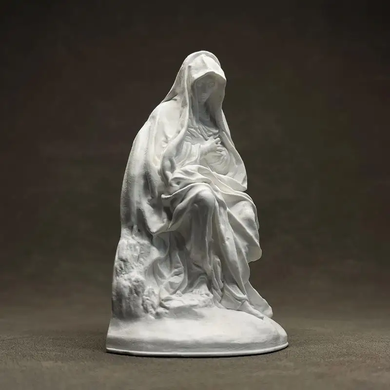 Simple White Plaster Figure Sculpture Crafts Bookcase Desktop Ornaments Vintage White Masked Portrait Statue Interior Decoration
