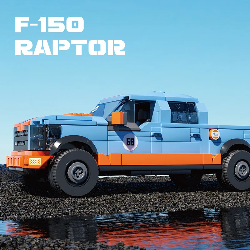 Geschwindigkeit Vereinigte Staaten Muscle Truck Baustein Pickup F150 Raptor Bau Modell Fahrzeug Ziegel Spielzeug Sammlung