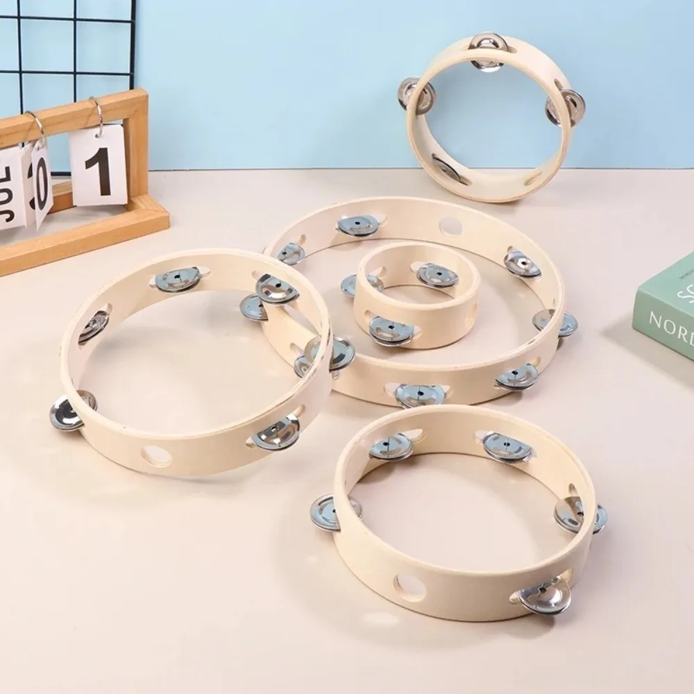 New 4/6/7/8/10 Inch Hand Drums Single Row Orff Musical Instrument Wooden Tambourine Wooden Rings Hand Cranked Bell Education - view 2