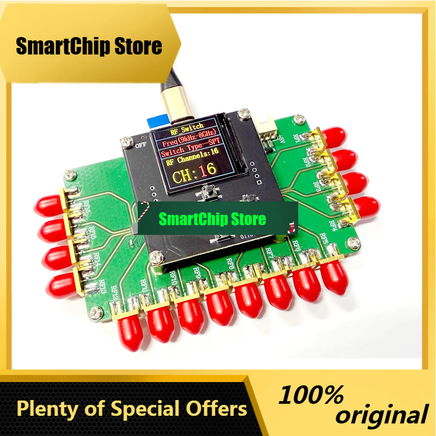SmCp9khz-8ghz Sp16t Rf Switch 16 Channel Rf Signal Electronic Switchs Low Loss 1w Sma Communication System 2.4ghz 5ghz 5.8ghz