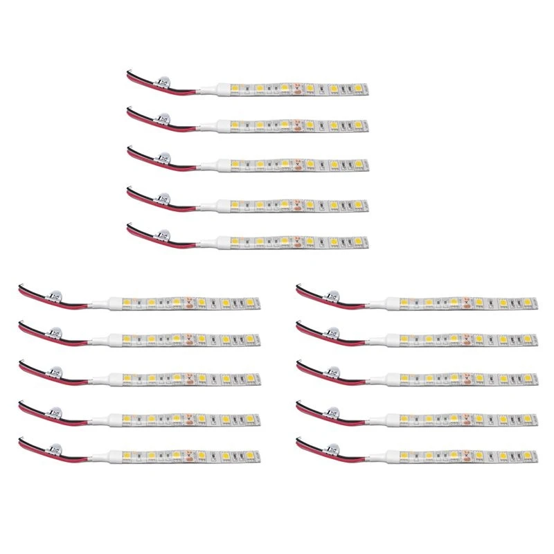 M12K-15Pcs 10Cm Waterproof Warm White 5050 Led Strip Lights Dc 12V Caravan Boat Car