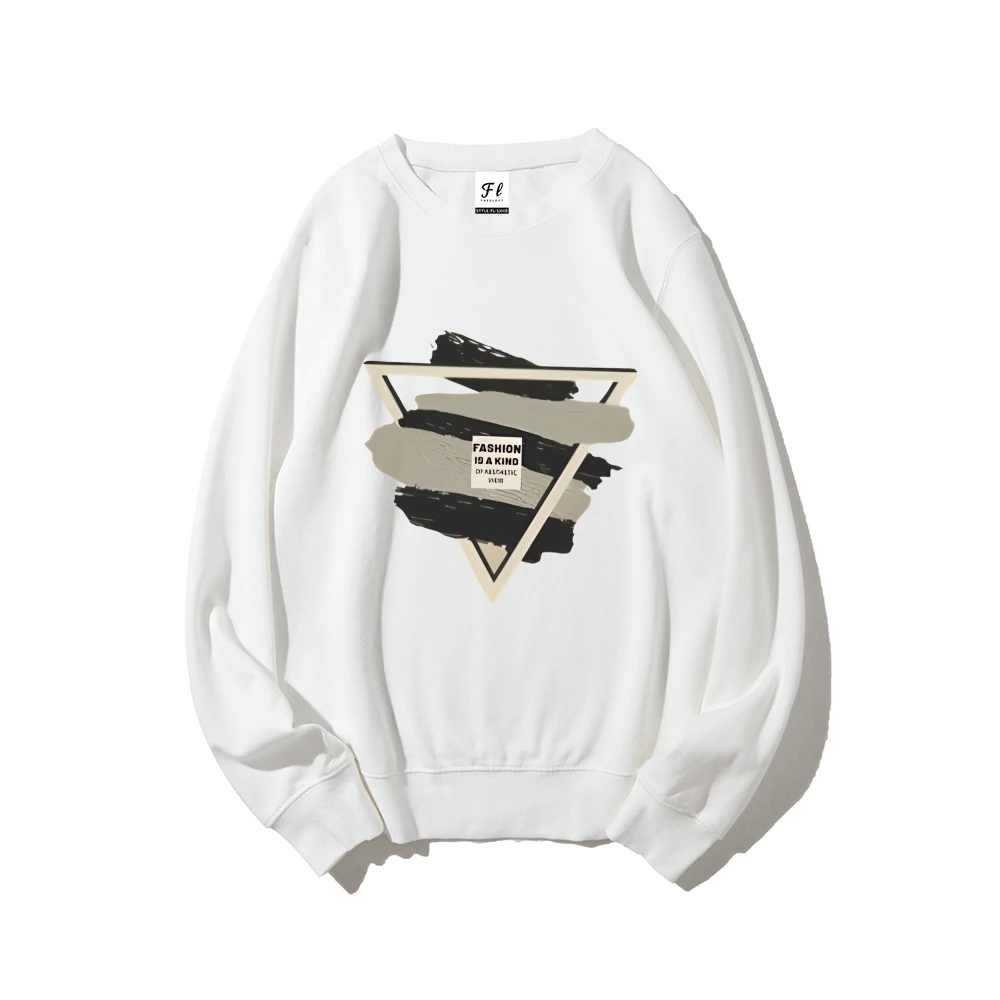 Geometrisches Pinselstrich-Sweatshirt, künstlerischer Musterdruck, lässig, locker, langärmelig, schick, trendig, modisch, Stoff-Pick-Tops