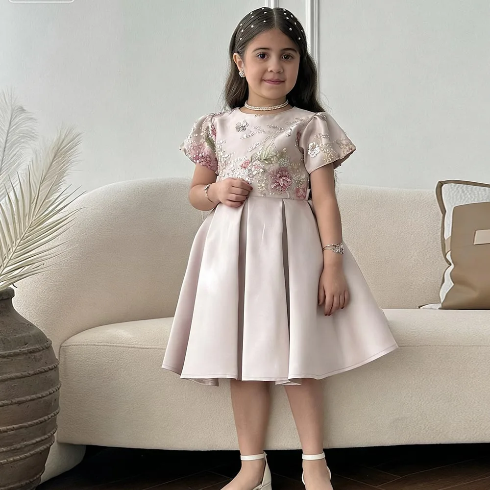 

Beautiful Lace Flower Girl dresses Satin Dress for girls A-line Birthday Dress Short Girl Princess Dress Cute Kids' dresses