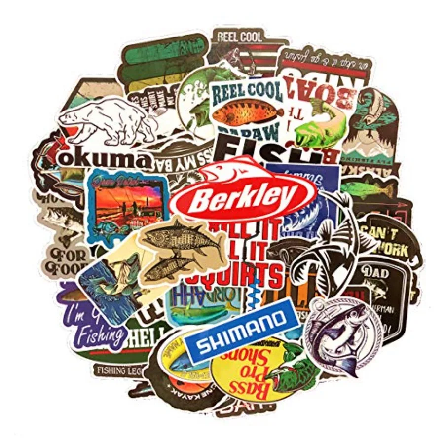 

LINZZE Fishing Stickers Pack Waterproof Vinyl Bumper Decals Perfect for Laptop Car Skateboard Water Bottle Hard hat Scrapbook T