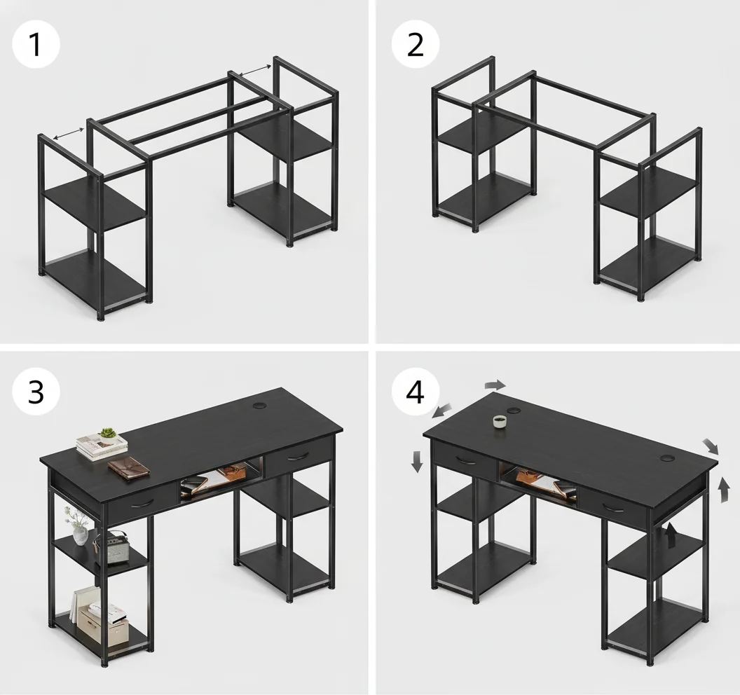 32 Inch Computer Desk with Fabric Drawers, Compact Dorm Study Table for Home Office or Bedroom, Modern Space-Saving Design