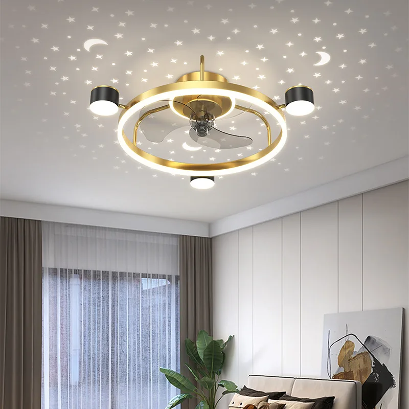 Modern Led Ceiling Fan with Remote Control Lamp Ventilation Equipment Bedroom Living Room Home Decoration Lamp