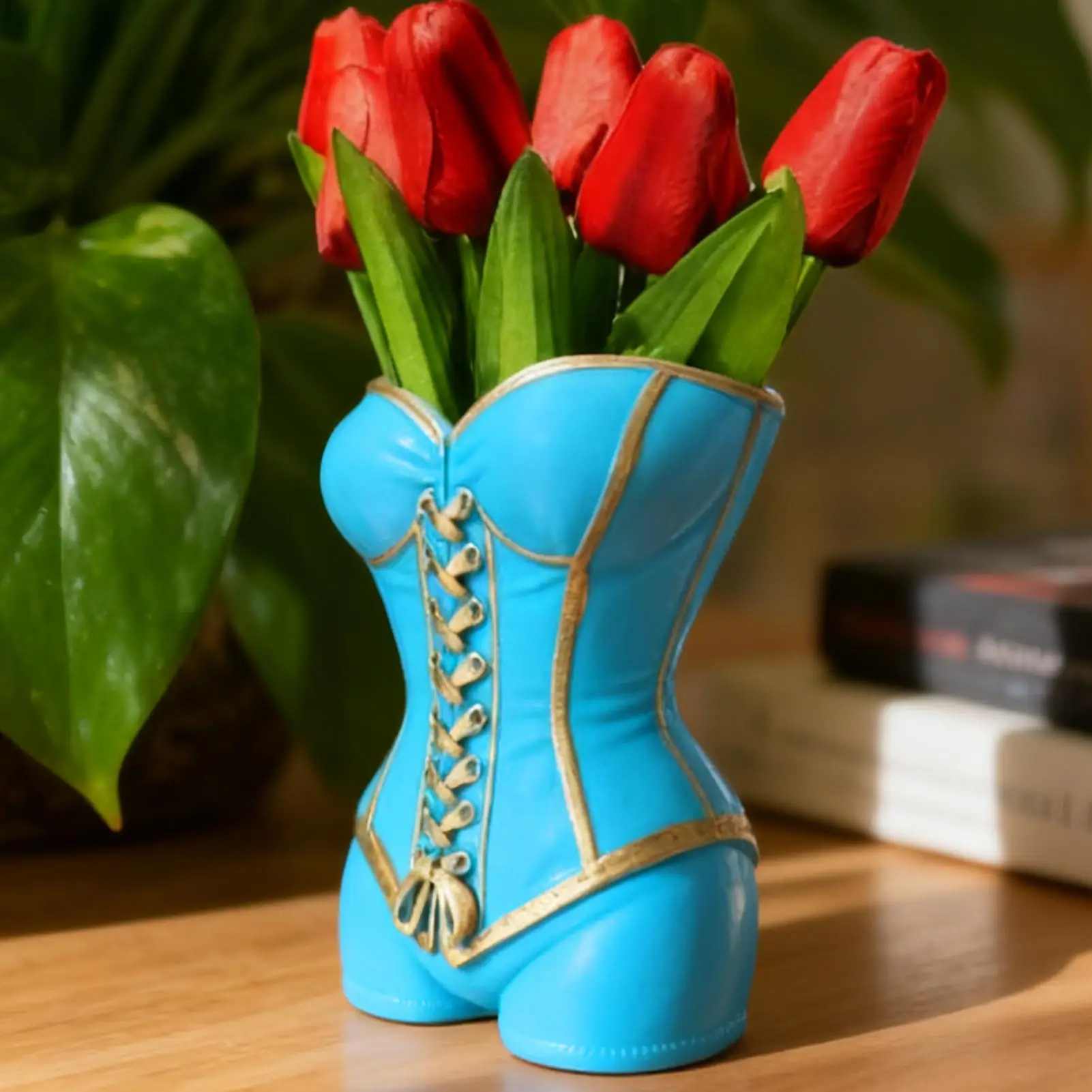 

Vintage Bohemian Style Plant Pot Unique Fashion Waisted Tie-Down Body Shaped Flower Pot Outdoor Garden Home Decoration Vase