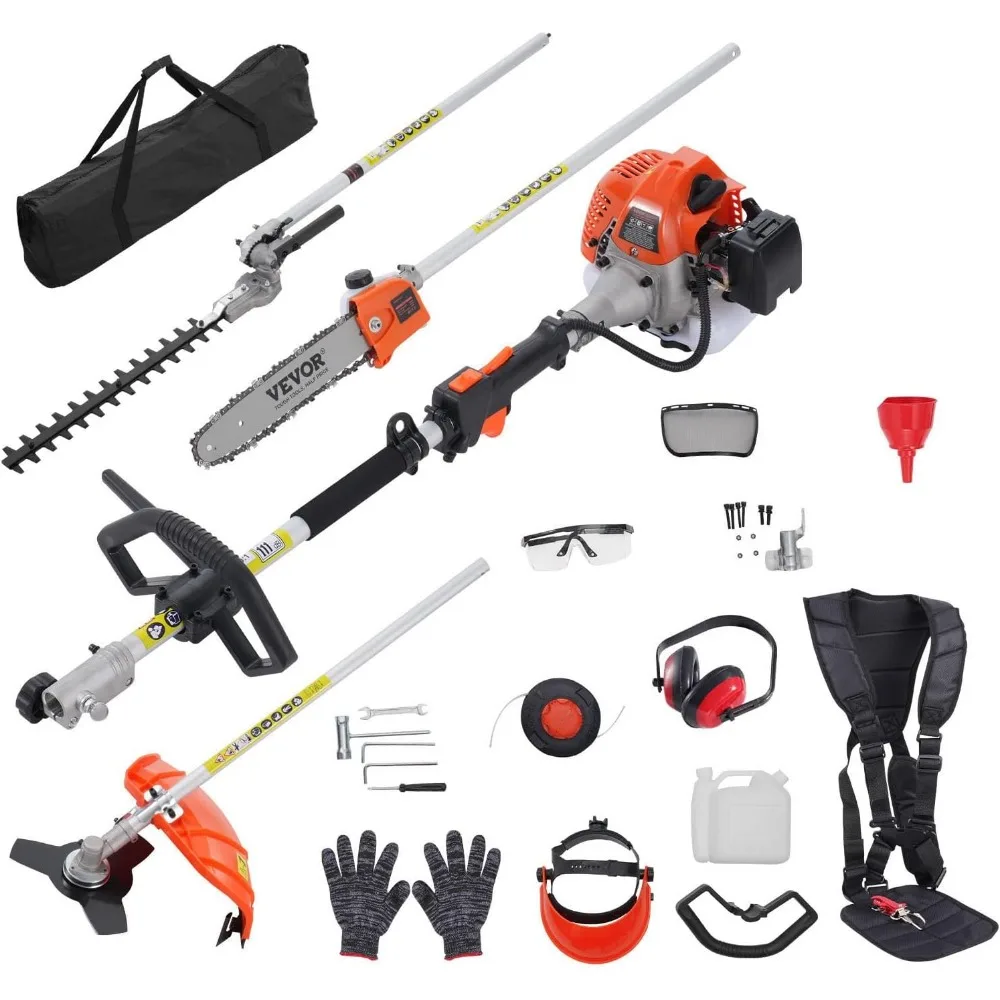 5-in-1 26cc 2-Cycle Gas Hedge Trimmer with Multi-Tool Functions and Certifications for Yard Maintenance