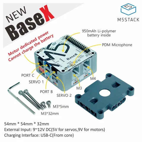 M5Stack 공식 BaseX EV3 모터 호환 베이스, RJ11 인터페이스