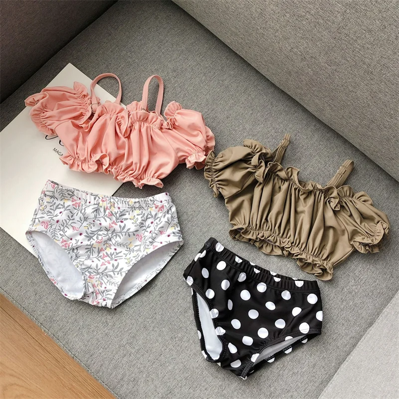 Baby Girls Summer Swimwear 2026 New Princess Sling Swimsuit Set Kids Fashion Beach Clothing Children Cute Top+Dot Bikini 2Pcs