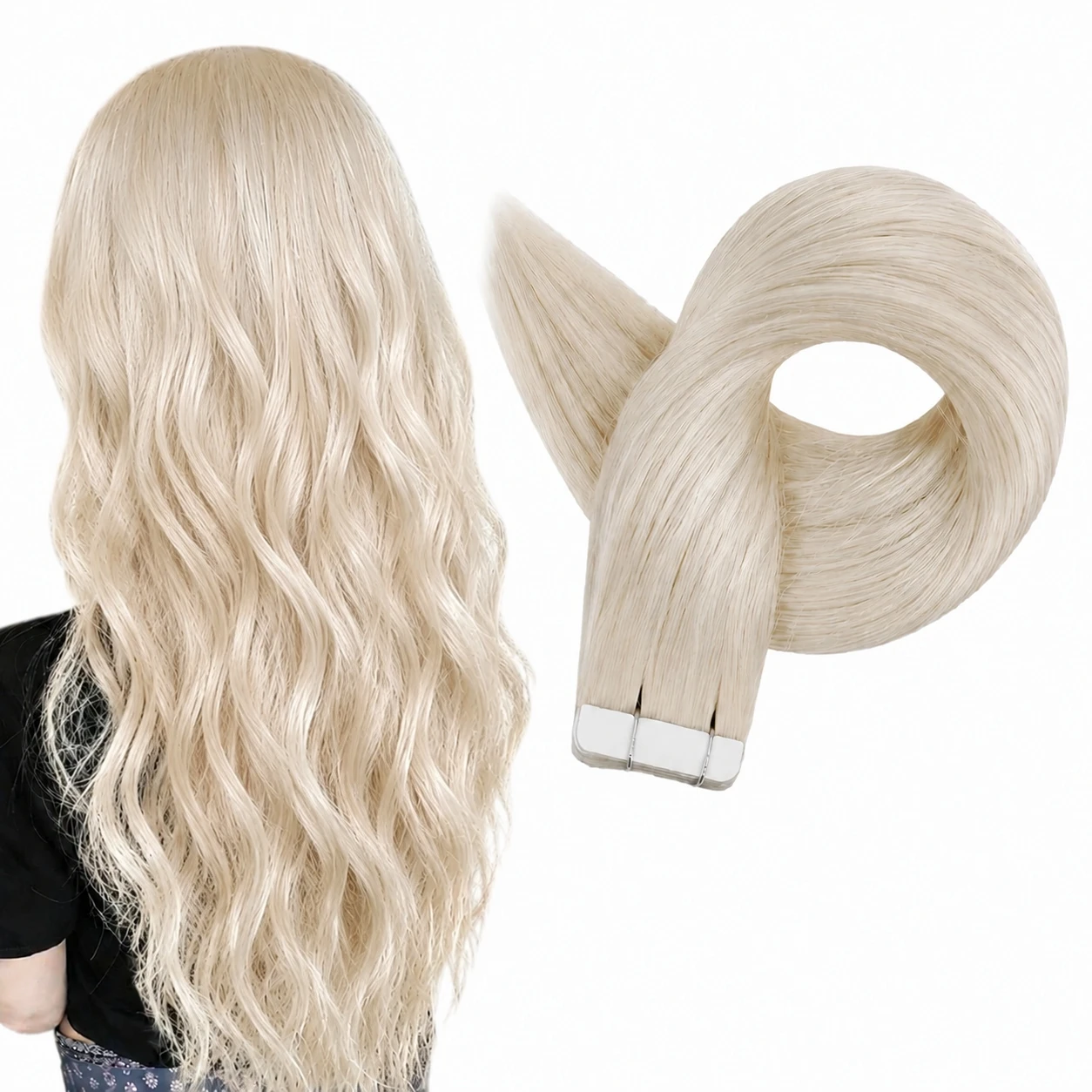 Full Shine Tape in Hair Extensions 20Pcs Skin Weft Remy Straight Hair Glue on Brazilian Hair for Women