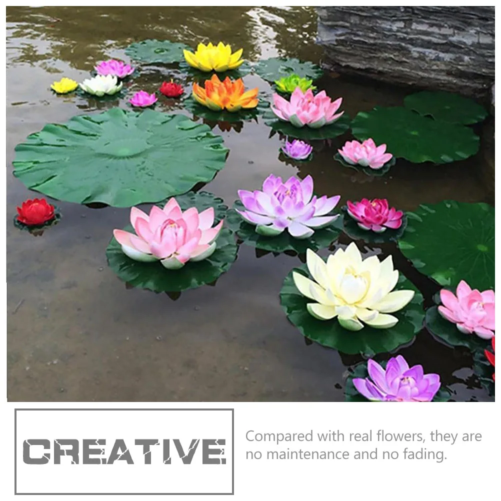 4 قطعة زنبق الماء العائم زنابق الماء الاصطناعي زخرفة عائمة زهور واقعية للفناء بركة بركة السمك محاكاة لوتس