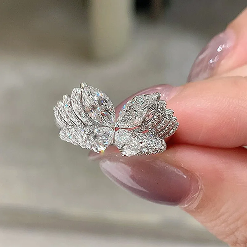 2024 New S925 Silver Phantom Butterfly Ring Women's Grid Home Same Layered Multi Play Butterfly Diamond Ring