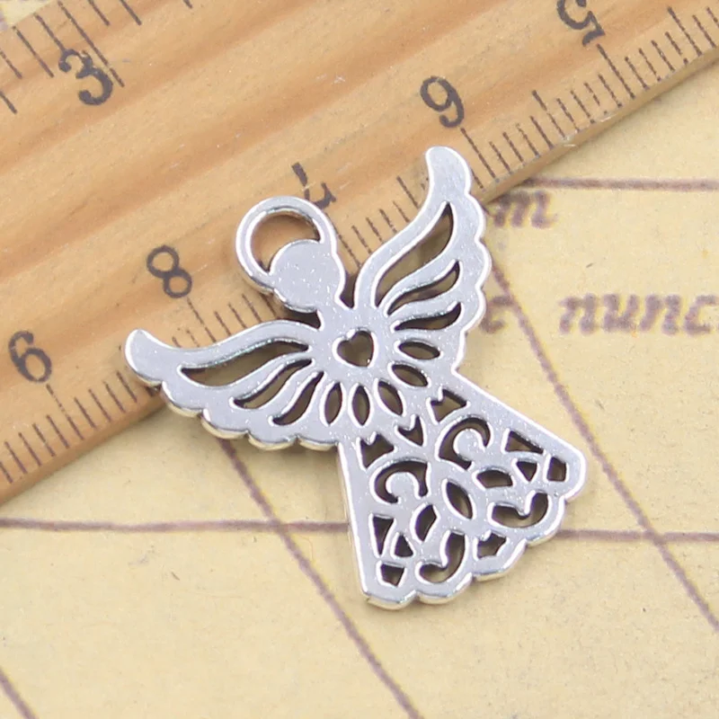 10pcs Charms Angel With Heart 28x24mm Tibetan Silver Color Pendants DIY Antique Finding Making Handmade Jewelry