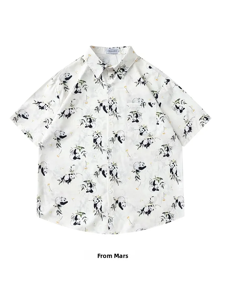 

Новая китайская футболка в стиле ретро с животным принтом, свободного кроя, повседневная, с коротким рукавом, в стиле BF, летняя мода от Panda Climbing