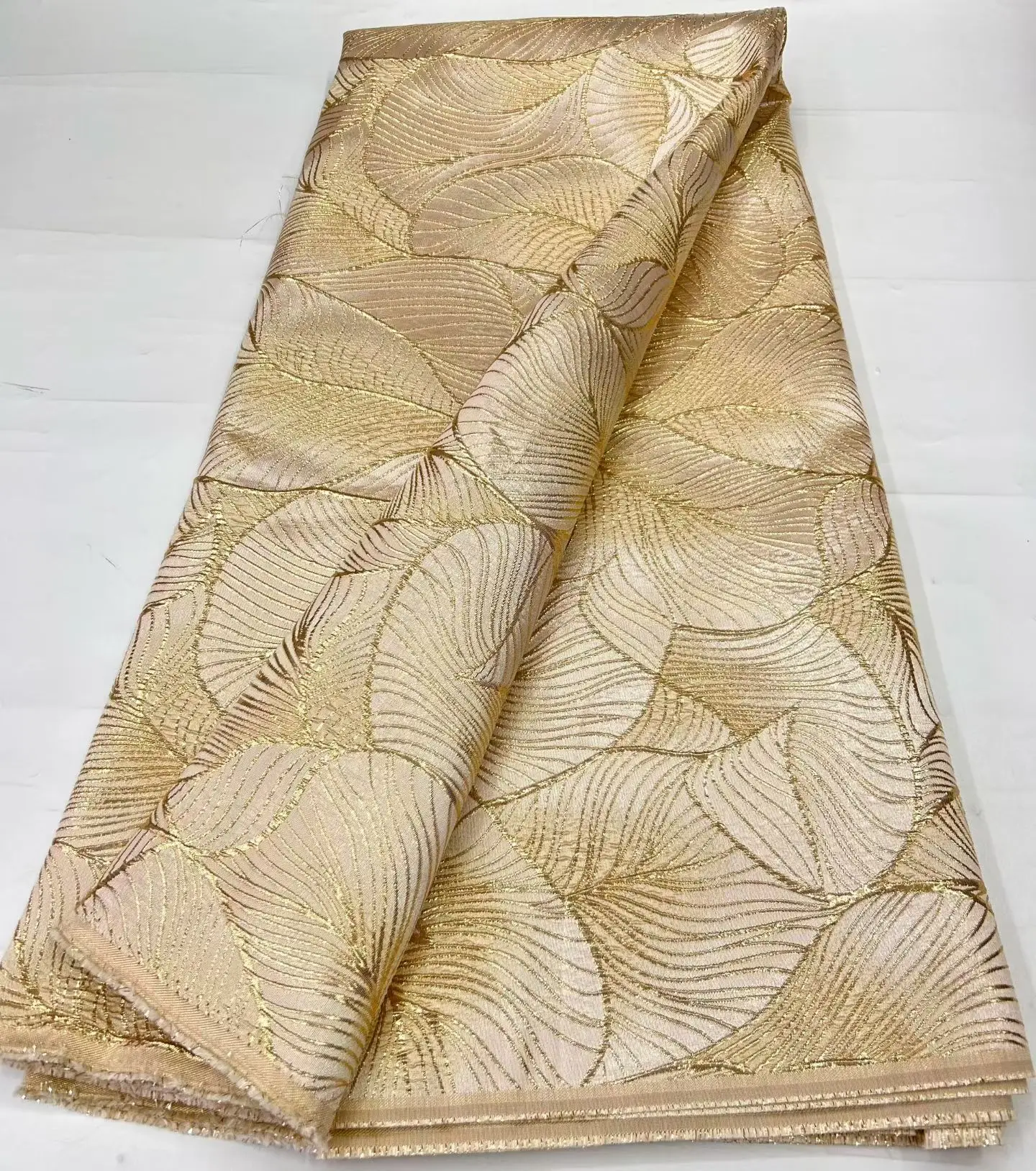 Newest Nigerian Jacquard Brocade Lace Fabric Gilding Damask African Lace Fabric High Quality Party Dress 5Yards XS67-26