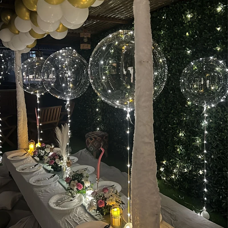 5 مجموعات Led بوبو بالون تضيء توهج واضح بالونات 20 بوصة بوبو بالون مع 3M سلسلة أضواء مهرجان الجدول محور ديكور #5