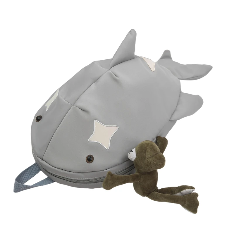 حقائب ظهر Y2K لطيفة على شكل قرش الحوت قابلة للتخصيص، حقيبة سفر كبيرة متينة من النايلون للجنسين في الهواء الطلق، حقيبة ظهر كرتونية مضحكة #1