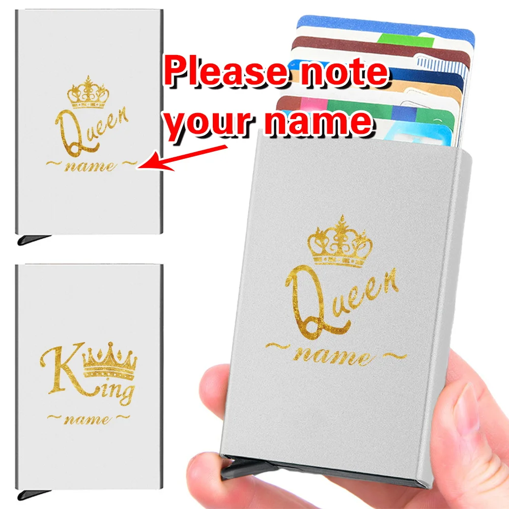 Personalized Customized Name Aluminum Credit Cards Holder Pop-Up Card Box Fashion Wallet Business Gifts Custom Products