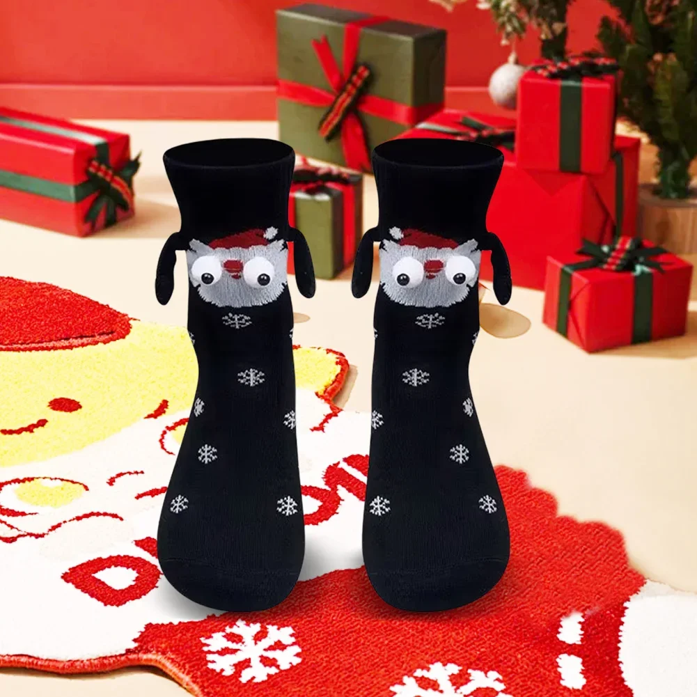 Christmas Magnetic Holding Hands Socks Soft Warm Unisex Couple  lover Christmas Socks Novelty Xmas Crew  for Women Men